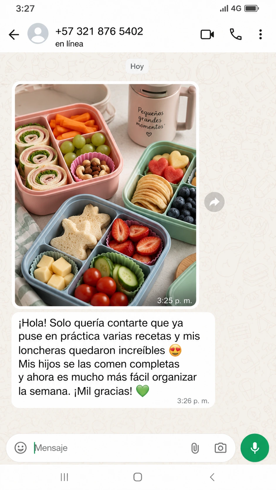 Testimonio sobre organizar loncheras que los niños disfrutan
